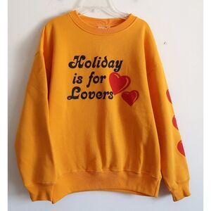 Holiday by Emma Mulholland "Holiday is for Lovers" Yellow Sweatshirt - Size S